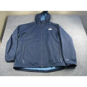 The North Face Men HyVent Rain Jacket Blue Hooded Waterproof Shell Large #2125